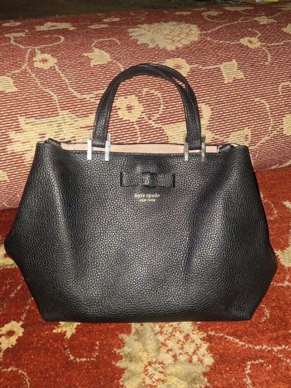 Kate Spade Pebbled Black Leather Gwyn Pershing Street Handbag Crossbody Preppy